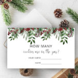 Evergreen guess how many cookies enclosure card<br><div class="desc">Evergreen winter guess how many cookies are in the jar card. "Baby it's cold outside" baby shower game. Matching Sign available.</div>