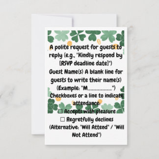  Evergreen Harmony Elegant Green Accents RSVP Card