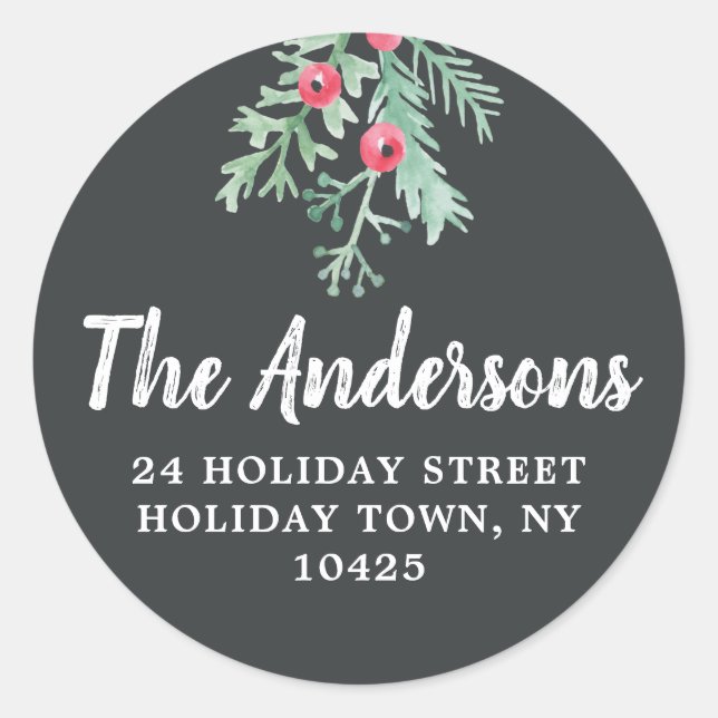 Evergreen Holiday Return Address Envelope Seal (Front)