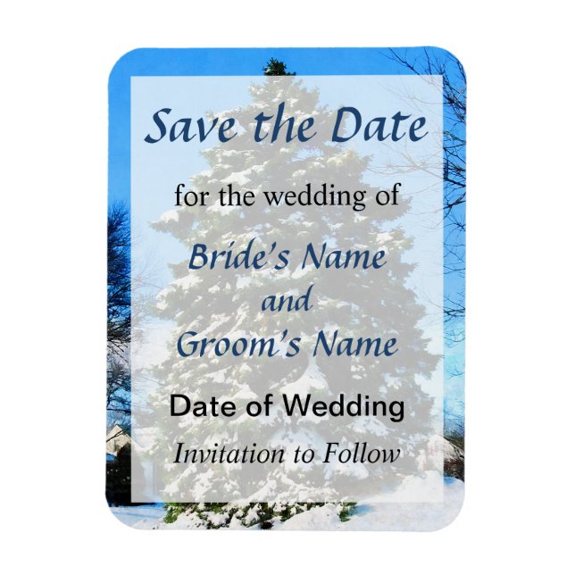 Evergreen in Winter Save the Date Magnet (Vertical)