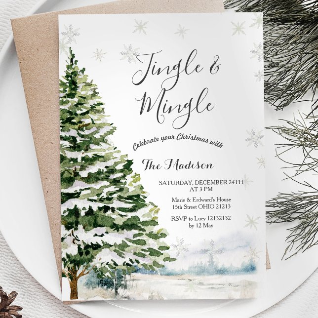 Evergreen Jingle & Mingle Winter Party Invitation (Creator Uploaded)