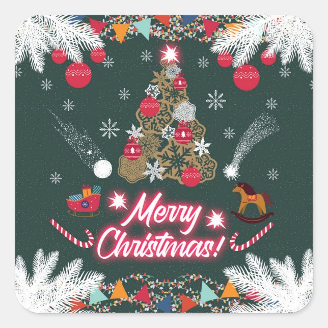 Evergreen Joy of Christmas Square Sticker (Front)