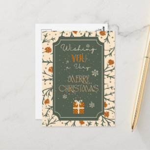 Evergreen Kisses Under the Mistletoe Christmas Postcard