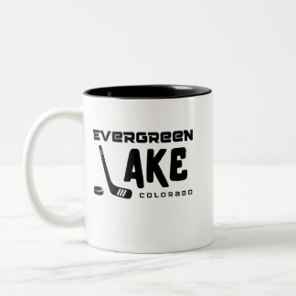 Evergreen Lake, Colorado Hockey,  Two-Tone Coffee Mug