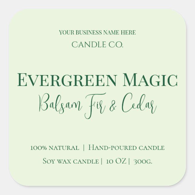 Evergreen Magic Christmas Candle Label | Custom (Front)