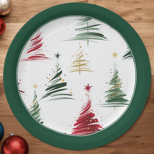 Evergreen Minimalist Modern Christmas Tree  Paper Plate (Creator Uploaded)