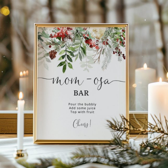Evergreen mom-osa bar sign. Winter momosa bar Poster (Creator Uploaded)