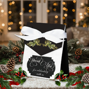 Evergreen Monogram Thank You - Black/Silver Favour Box