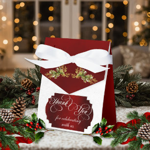 Evergreen Monogram Thank You - Red/Silver Favour Box