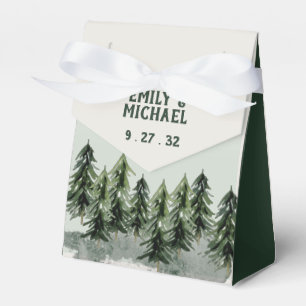 Evergreen Mountain Forest Green White Black Favour Box