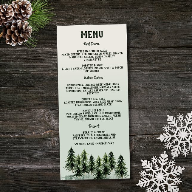 Evergreen Mountain Forest Green White Black Menu (Creator Uploaded)