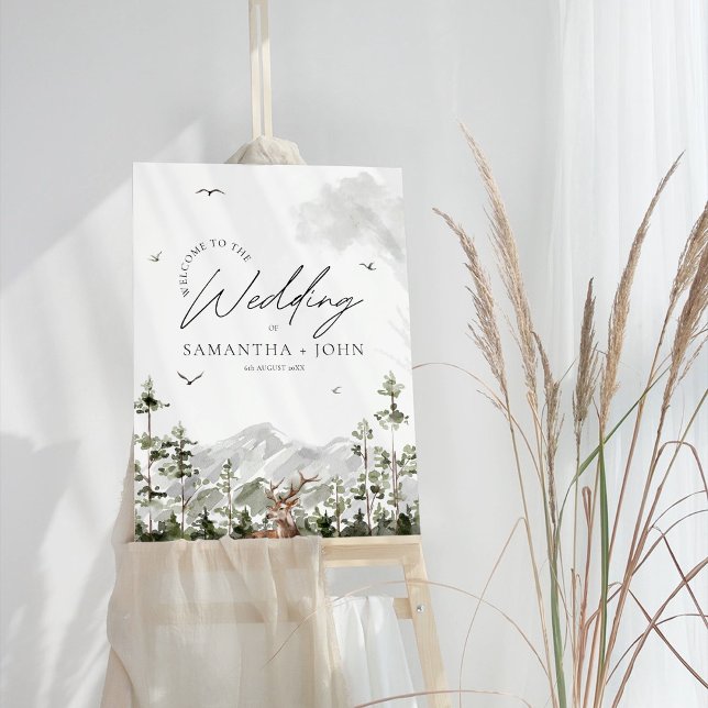 Evergreen Mountain Forest Wedding Welcome Sign (Creator Uploaded)