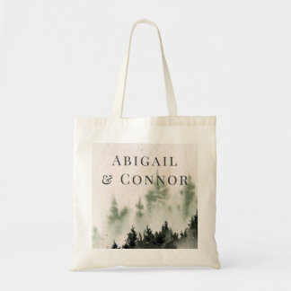 Evergreen Mountain Mist Rustic Winter White Grey Tote Bag