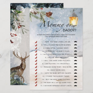 Evergreen mummy or daddy baby shower game