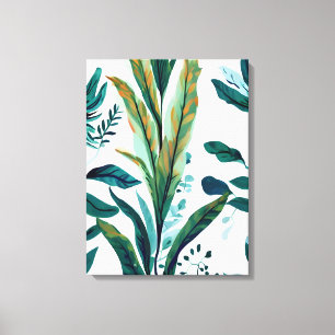 Evergreen Oasis: Seamless Leafy Pattern Canvas Print