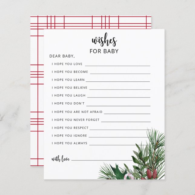 Evergreen Party game | wishes for baby game (Front/Back)