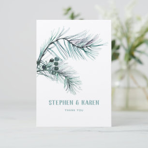 Evergreen Pine Needles Elegant Wedding Thank You