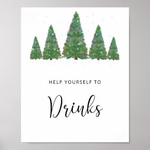 Evergreen pine trees Drinks Poster