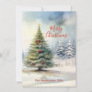 Evergreen Pine Vintage Christmas Tree Card