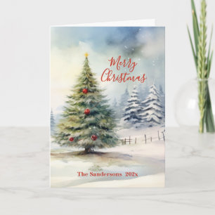 Evergreen Pine Vintage Tree Christmas Card