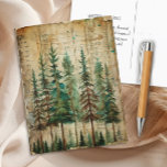 Evergreen Pines Vintage Nature Forest Landscape Postcard<br><div class="desc">This postcard features a rustic watercolor of tall evergreen pines layered over an aged,  vintage-style background with subtle ink splatters and textures. Perfect for nature lovers,  junk journal enthusiasts,  or anyone drawn to nostalgic forest landscapes,  this design is ideal for heartfelt notes,  journalling,  or as an artful keepsake.</div>