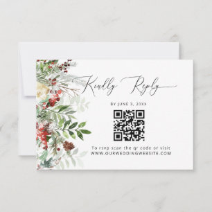 Evergreen QR Code Wedding RSVP Card