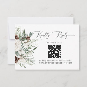 Evergreen QR Code Wedding RSVP Card
