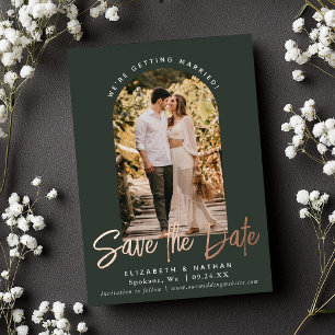  Evergreen Save the Date Stylish Script Photo Foil