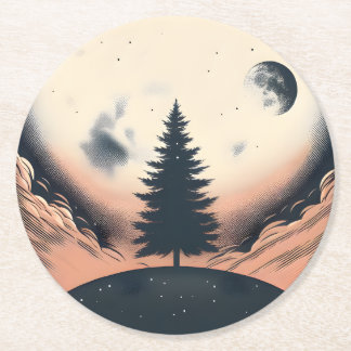 Evergreen Serenity Round Paper Coaster