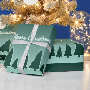 Evergreen Sleigh Forest Pattern Glow Wrapping Paper