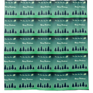 Evergreen Sleigh Holiday Tiled Glow Shower Curtain