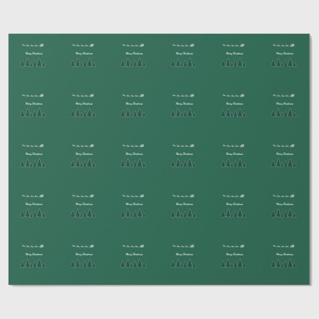 Evergreen Sleigh Holiday Wrap Glow Wrapping Paper (Flat)