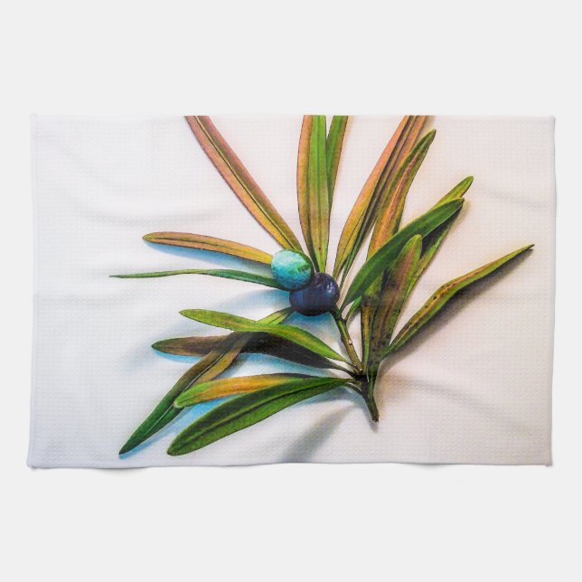 Evergreen Sprig with Berries Kitchen Towels (Horizontal)