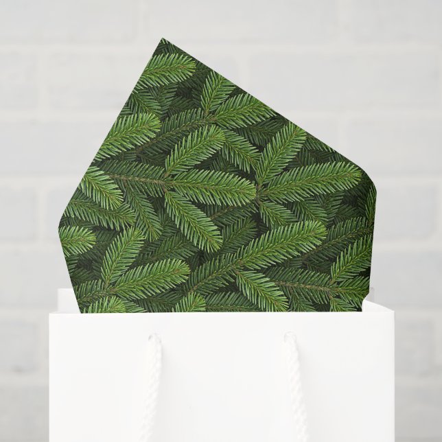 Evergreen Spruce Branches Tissue Paper, Decoupage Paper (Gift Bag)
