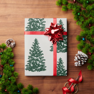 Evergreen Spruce trees Illustration Holiday Wrapping Paper