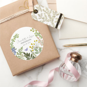 Evergreen Summer Garden Wedding  Classic Round Sticker