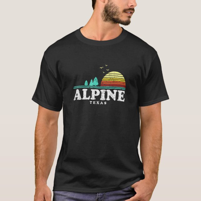 Evergreen Sunset Alpine Forest Texas Woods Camping T-Shirt (Front)