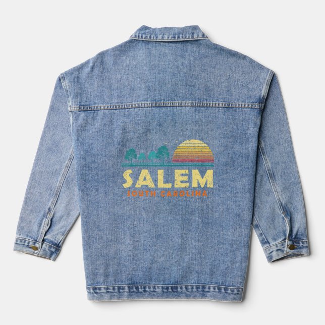 Evergreen Sunset Salem Forest South Carolina Woods Denim Jacket (Back)