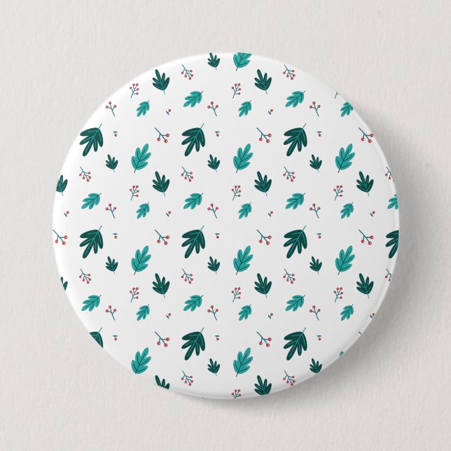 Evergreen Tree Leaves & Red Holly Berries 7.5 Cm Round Badge (Front)