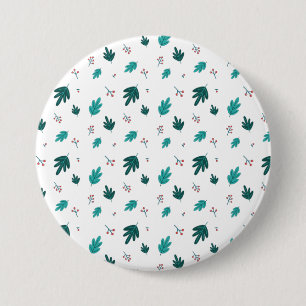 Evergreen Tree Leaves & Red Holly Berries 7.5 Cm Round Badge