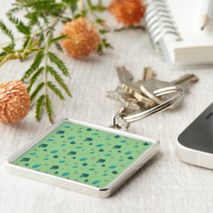 Evergreen Tree Leaves & Red Holly Berries Key Ring
