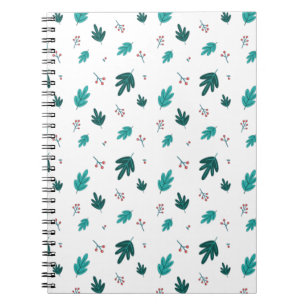 Evergreen Tree Leaves & Red Holly Berries Notebook