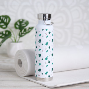 Evergreen Tree Leaves & Red Holly Berries Water Bottle