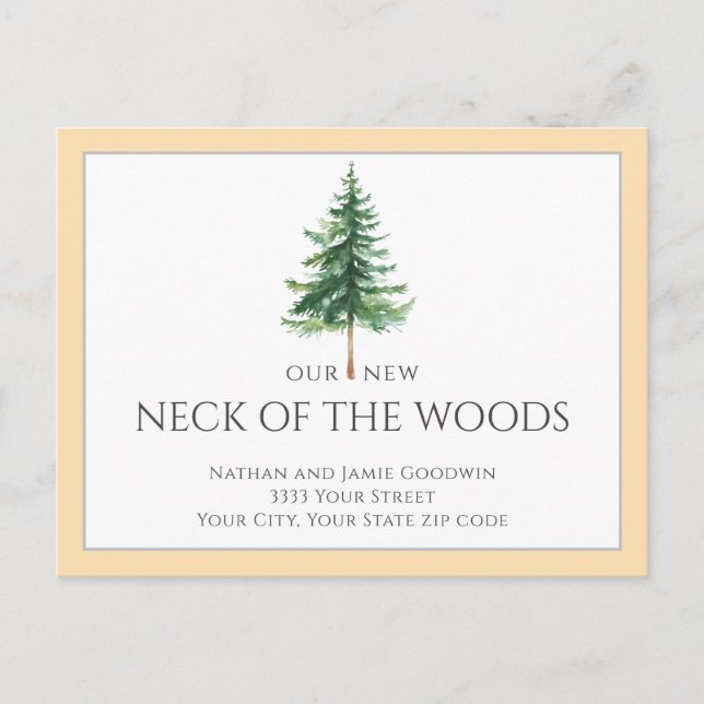 Evergreen Tree Moving New Home Announcement Postcard (Front)