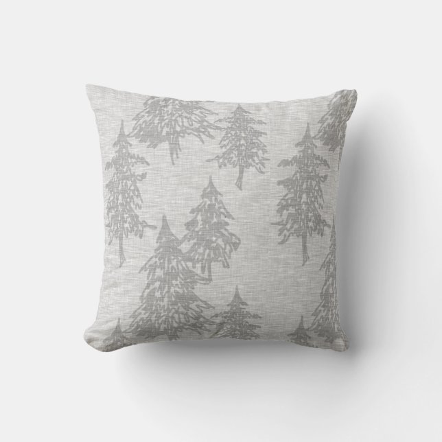 Evergreen Trees - Light Grey Cushion (Front)