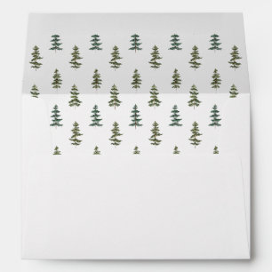 Evergreen trees pattern envelope