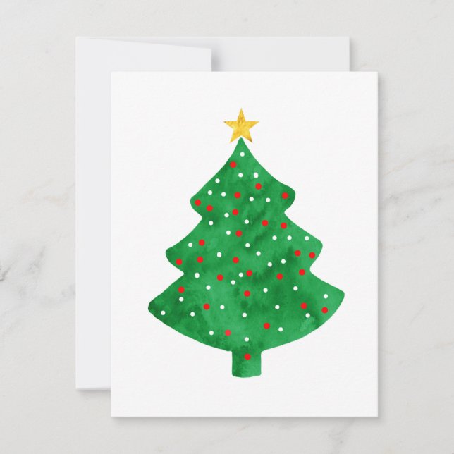 Evergreen Watercolor Christmas Tree Card (Front)