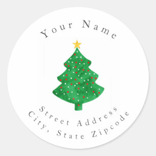 Evergreen Watercolor Christmas Tree Labels