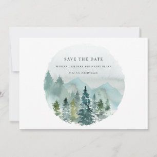 Evergreen Watercolor Wedding Save the Date 