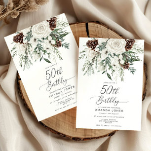 Evergreen winter 50th Birthday celebration Invitation